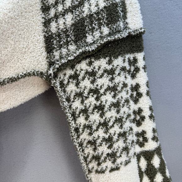 Pol Anthropologie Sweater Women's L Green Cream Loose Weave Oversized Preppy - Picture 3 of 11